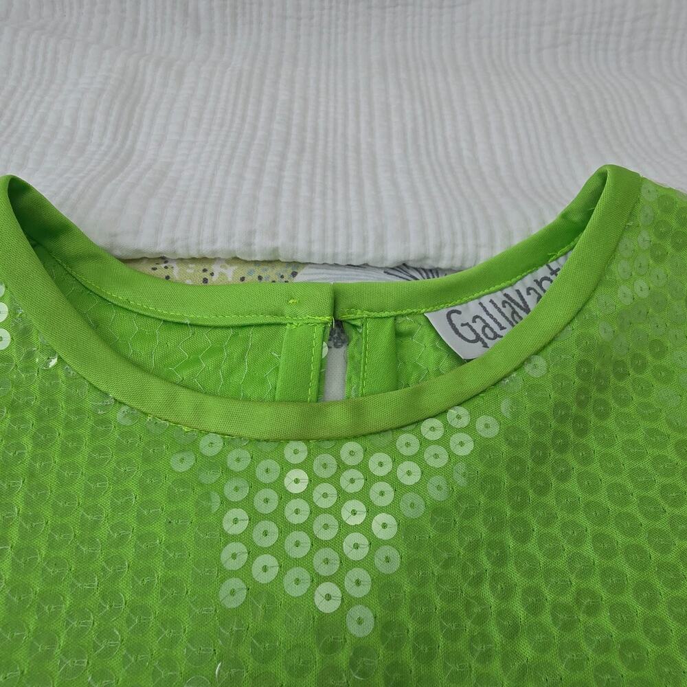 Vintage 90s Neon Green Sequined Top Rave Festival Parade Made in U.S.A. - Picture 8 of 9